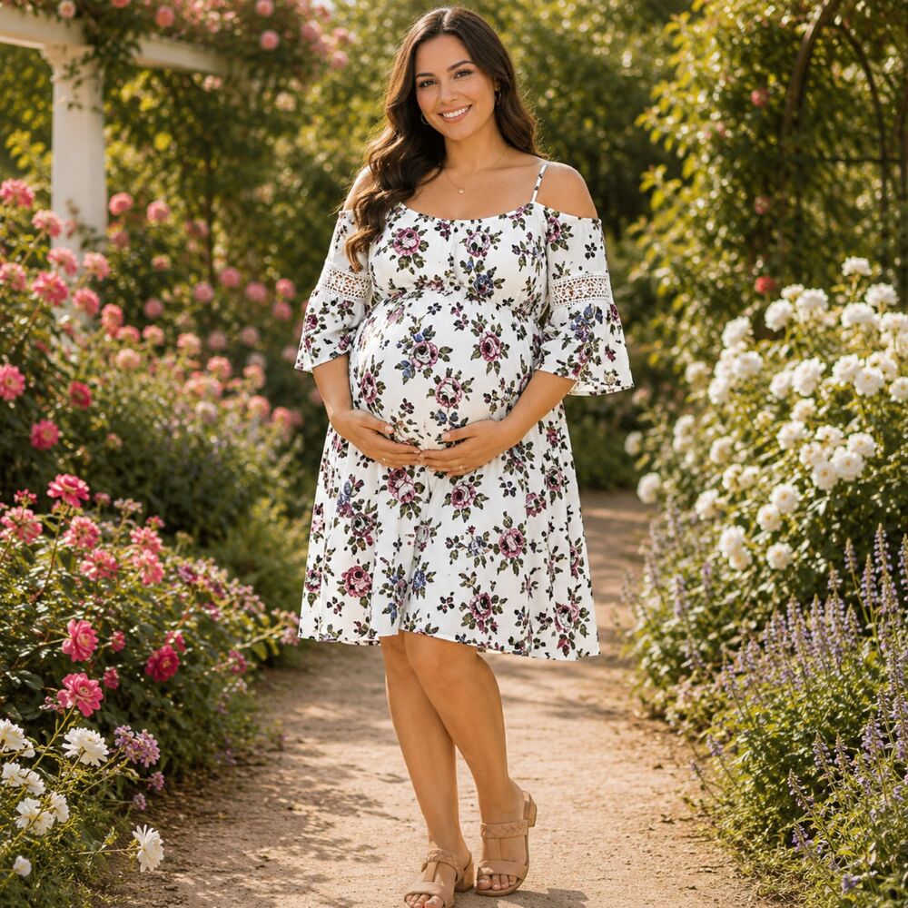 Floral Maternity Dress XL Baby Shower Pregnancy Photoshoot Cottagecore Dreamy